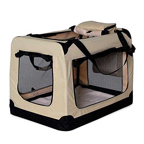 lionto Bolsa de Transporte para perros gatos box caja plegable (S) 50x34x36 cm Beige