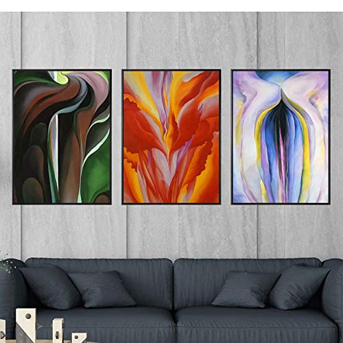 LLXHG Canvas Retro Paintings Office Living Room Decoración del Hogar sobre Lienzo Wall Art Posters Antique La Traducción De Flower-50X60Cmx3Pcs Sin Marco