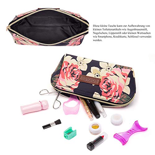 LOKASS Bolso cosmético para monedero, maquillaje, viajes y artículos de tocador para mujer Grande Peonía
