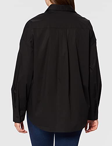 Love Moschino Loose fit Long Sleeved Shirt in Stretch Poplin with Hidden Buttons Camisa, Negro, 50 para Mujer