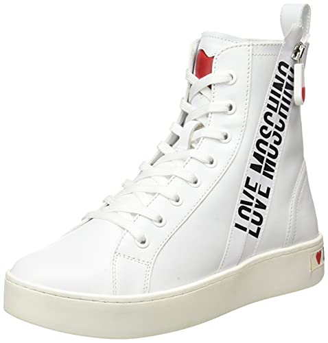 Love Moschino, Scarpe da Donna, Pre Collezione Autunno Inverno 2021, Zapatillas Mujer, Bianco, 36 EU