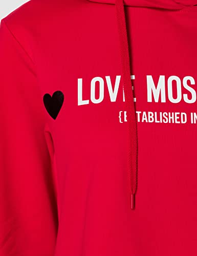 Love Moschino Sudadera con Capucha de algodón Suave y elástico, de Corte Regular, de Manga Larga, Rojo, 50 para Mujer