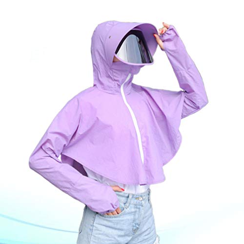 LUOEM Ropa de Protección Solar con Cubierta Facial Protector Facial Anti-UV Cubierta Facial de Seguridad Protector Facial Transparente Completo (Púrpura)