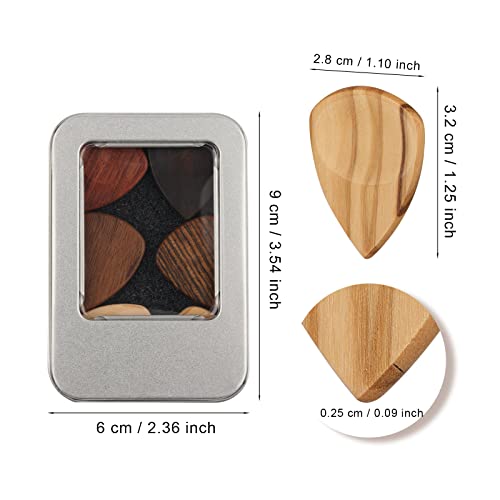 LUTER 6 Piezas Púas de Madera para Guitarra, con Estuche de Almacenamiento Clásica Púas de Pulgar Púas de Dedos con Ranura para el Pulgar para Guitarra Banjo Arpa Bajo Varios Instrumentos de Cuerda