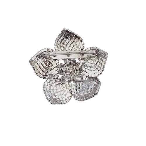 LUX accesorios plateado y cristal Rhinestone Flores novia broche Pin
