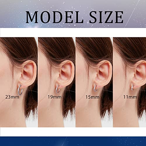 Lydreewam Pendientes Medio Aro Plata de Ley 925 para Mujer, AAA Circonita Pendientes Aro Diámetro 23mm, Caja de Regalo Empaquetada