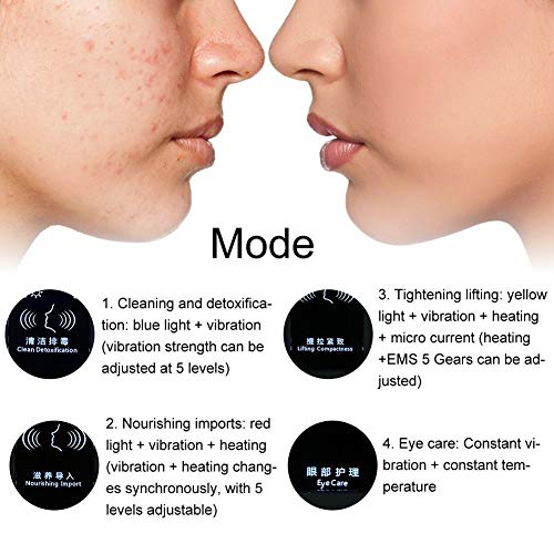 Máquina de fotones de ultrasonido, Máquina de fototerapia de fotones Vibración Lifting facial Máquina de cuidado facial reafirmante, Acné de espinillas Eliminar antiarrugas/envejecim(Negro)