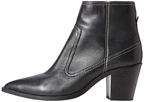 Marca Amazon - find. Stitch Leather High Western Botines, Negro Black, 37 EU