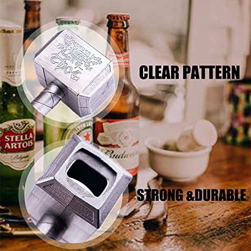 Martillo Thor Abrebotellas de Cerveza, Abridor de Botellas de Martillo Thor, Regalo para Los Amantes de La Cerveza, Abridor de Cerveza y Bebida para Bar,Fiesta,BBQ (Plateado)