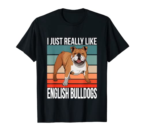 Me gusta mucho Bulldogs Ingleses Retro Dueño Perro Camiseta