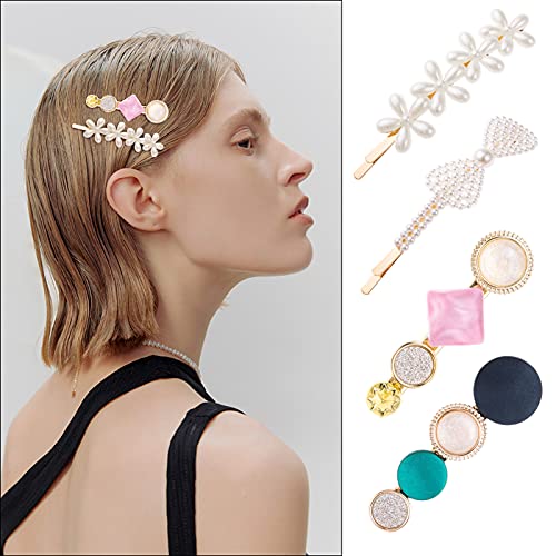 MELLIEX 14 Piezas Horquillas Pelo Mujer, Pinza de Perlas Artificiales Metal Clips de Pelo Pinzas para el Cabello de Resina Acrílica Accesorios para Mujer Niña