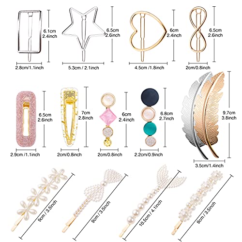 MELLIEX 14 Piezas Horquillas Pelo Mujer, Pinza de Perlas Artificiales Metal Clips de Pelo Pinzas para el Cabello de Resina Acrílica Accesorios para Mujer Niña