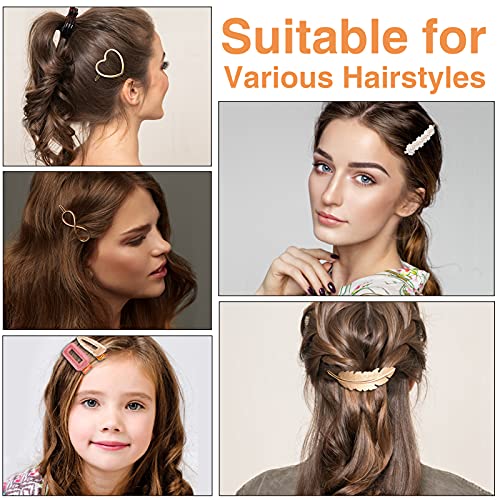 MELLIEX 14 Piezas Horquillas Pelo Mujer, Pinza de Perlas Artificiales Metal Clips de Pelo Pinzas para el Cabello de Resina Acrílica Accesorios para Mujer Niña