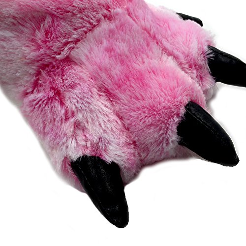 Millffy Zapatillas Divertidas Oso Grizzly Peluche Animal Peludo Garra Paw Zapatillas Niños, Niños y Adultos Disfraz Calzado (Small - (Niños pequeños), Tigre rosa)