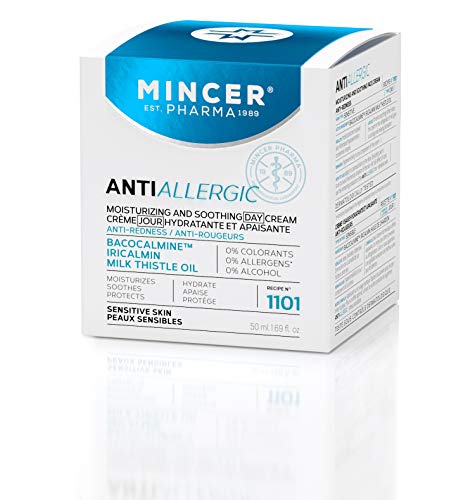 Mincer Pharma Anti Allergic Crema facial hidratante y calmante antialérgica antialérgica contra las rojeces para pieles sensibles con bacocalmin, iricalmina y aceite de cardo mariano, 50 ml