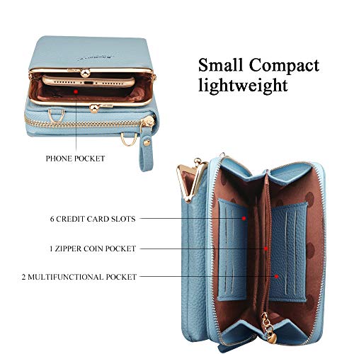 Mini Bolso Monedero Movil Mujer Bolso Pequeño Mujer Movil Bandolera Ligero Bolso Cartera Telefono Movil Mujer con Titular de Tarjeta de Crédito Correa de Hombro Ajustable