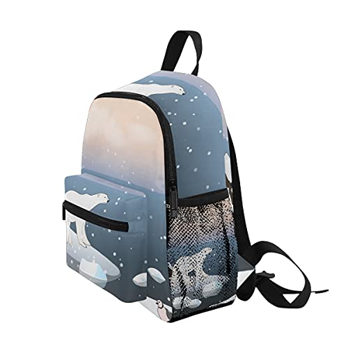 Mini mochila escolar 91 bolsa de la universidad para niños niñas paisaje del norte con los osos Icebergs