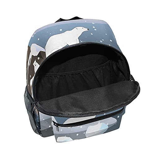 Mini mochila escolar 91 bolsa de la universidad para niños niñas paisaje del norte con los osos Icebergs
