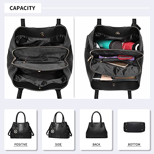 Miss Lulu Look de cuero Bolso de hombro Diseño elegante Manija superior Moda Bolsos de mano para mujeres (negro)