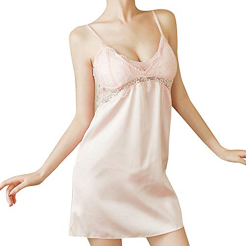 Moda Femenina Ropa De Dormir para Mujer Vestido De Dormir De Encaje para Mujer Lencería Sexy   Ropa De Dormir Sexy Falda De Camisón Tenue Sexy-Pink_XL