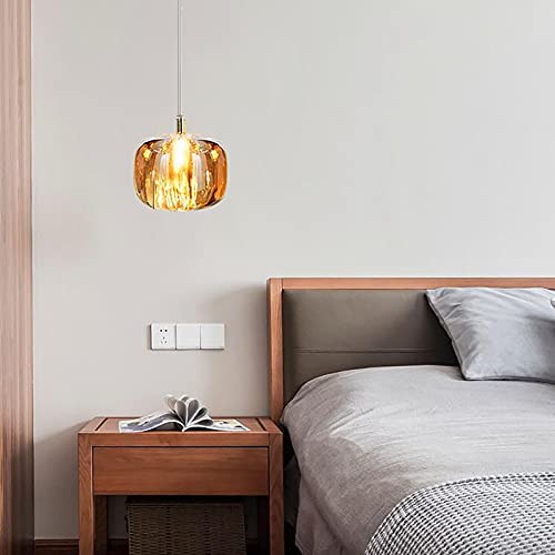 Moderno Redondo Cristal Durante La Luz,Mini Cabecera Claro Cristal Lámpara De Araña De Techo,G4 Ajustable Iluminación De Techo Para Comedor Escalera De Caracol Bar-Cubierta ámbar 13 * 200cm