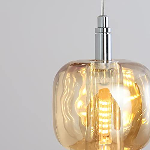 Moderno Redondo Cristal Durante La Luz,Mini Cabecera Claro Cristal Lámpara De Araña De Techo,G4 Ajustable Iluminación De Techo Para Comedor Escalera De Caracol Bar-Cubierta ámbar 13 * 200cm