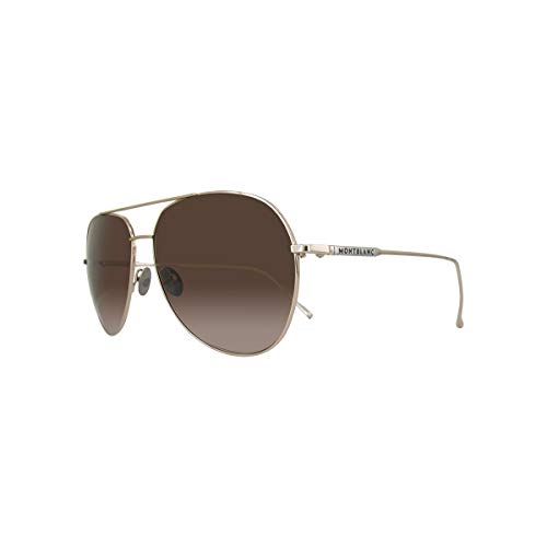 Montblanc MB657S 32F 61 Monturas de Gafas, Dorado (OroMarrone Grad), 61.0 Unisex Adulto