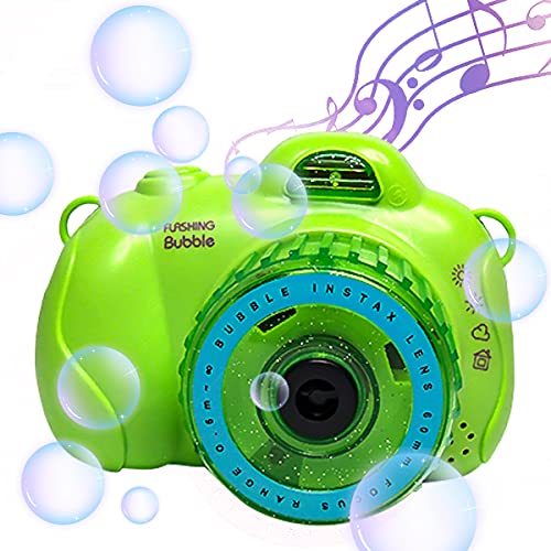 M.R Máquina de Burbujas para Niños Portátil Musical de Pompas de Jabón (Cámara Verde) Incluye Botella de Burbuja, Regalo para niños