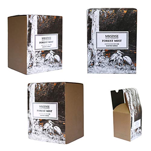M&Sense - Vela aromática con aroma de niebla del bosque, 100% materias primas naturales, hecha a mano con 250 g de cera de soja, aromaterapia, 50 horas de combustión, caja de regalo