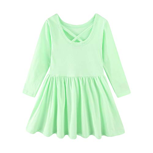 Mud Kingdom Niñitas Manga Larga Twirly Vestido de Patinadora para Colegio Fiesta Menta Verde 7-8 Años