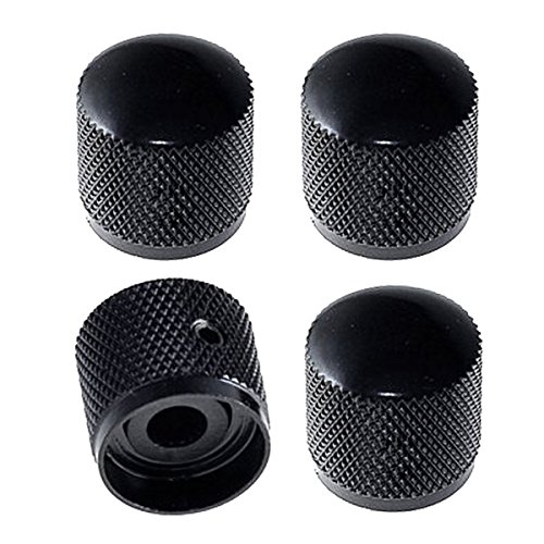 Musiclily Métrico Metal Botones de Potenciometros Dome Knobs para Guitarra Eléctrica Telecaster/Bajo, Negro(4 piezas)