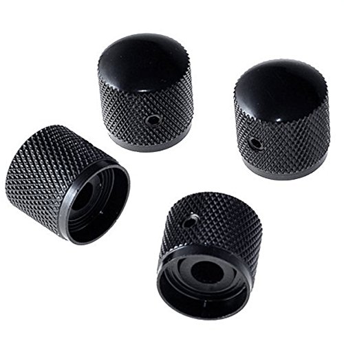 Musiclily Métrico Metal Botones de Potenciometros Dome Knobs para Guitarra Eléctrica Telecaster/Bajo, Negro(4 piezas)