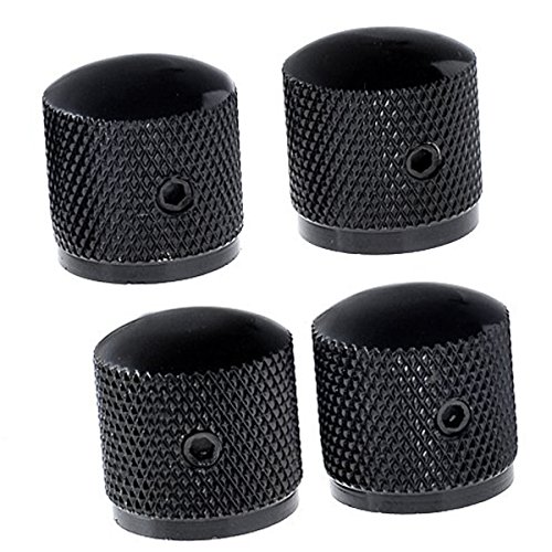 Musiclily Métrico Metal Botones de Potenciometros Dome Knobs para Guitarra Eléctrica Telecaster/Bajo, Negro(4 piezas)