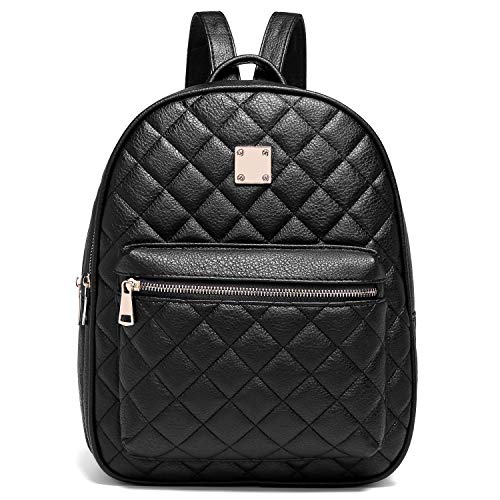Myhozee Mochila Mujer Bolsos Cuero de PU Tipo Casual Bolsa de Mano Mochilas Impermeable de Viaje Escolar para Mujeres Señoras -Negro