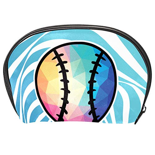 Neceser de Maquillaje Estuche Escolar para Cosméticos Bolsa de Aseo Grande Softbol Low Poly