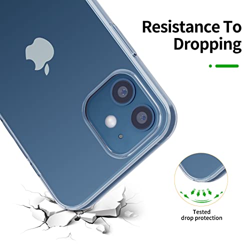 NEW'C Funda para iPhone 12 y iPhone 12 Pro Gel de TPU Suave de Silicona Transparente Alta y 2X Protector de Pantalla para iPhone 12 y iPhone 12 Pro Vidrio Templado - Antiarañazos