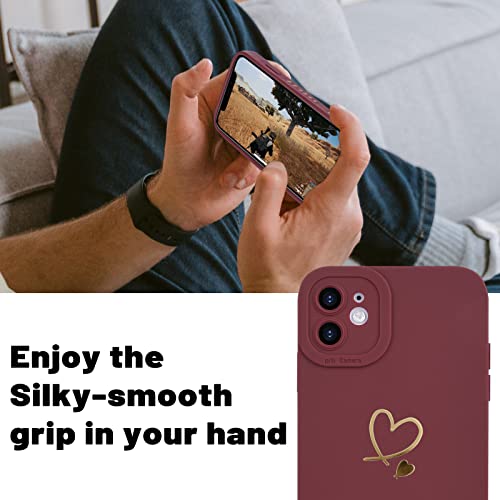 Newseego Funda Compatible con iPhone 11, Fashion Gold Love-Heart Patrón Diseño Flexible Suave Silicona Líquida Funda Protectora a Prueba de Golpes con Lente Todo Incluido para iPhone 11