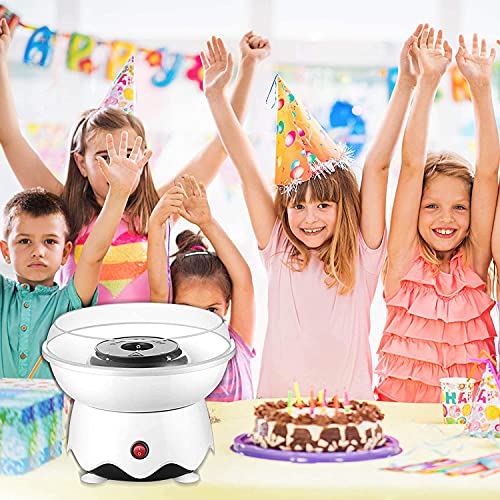 Niños Máquina para Hacer Algodón de Azúcar, Máquina de Azúcar Cotton Candy, 400W Casa Máquina de Seda de Azúcar Trae 20 Palos de Bambú Para Reuniones Familiares y Fiestas de Cumpleaños (Blanco)