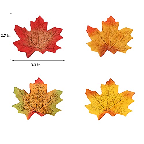 NITAIUN 200 Piezas Hojas de Arce Otoño Artificiales Coloridas de Otoño Mezclados para Arte de Scrapbooking Decoracion de Bodas Acción de Gracias Fiesta Halloween Eventos Decoración
