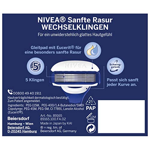 Nivea Cambio Cuchillas para oscilante articulación afeitadora para mujeres, afeitado