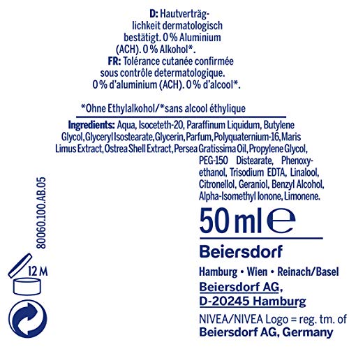 NIVEA Desodorante en roll-on Fresh Natural en paquete de 6 unidades (6 x 50 ml), desodorante sin aluminio con aroma fresco discreto, desodorante con protección de 48 h que cuida la piel.