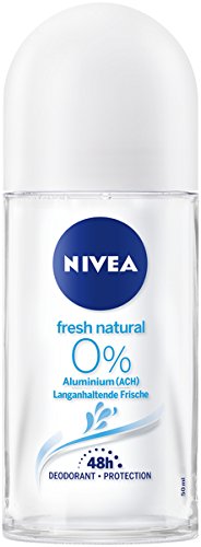 NIVEA Desodorante en roll-on Fresh Natural en paquete de 6 unidades (6 x 50 ml), desodorante sin aluminio con aroma fresco discreto, desodorante con protección de 48 h que cuida la piel.