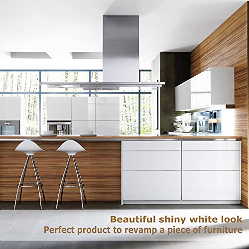 Niviy Papel Adhesivo para Mueble 40x300cm Vinilos para Muebles Puertas Ventanas Autoadhesivo para Darle una Nueva cara a Algún Mueble Antiguo o Estropeado (Brillo Blanco)