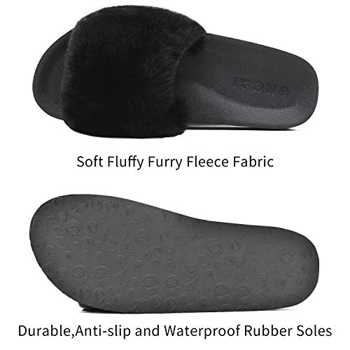 ONCAI Zapatillas de Estar por Casa de Mujer Zapatillas de Felpa Mujer Punta Abierta Peludo Acogedor Pantuflas de Sandalias Interiores y Exteriores Verano Invierno Mullidas Pantuflass de Casa