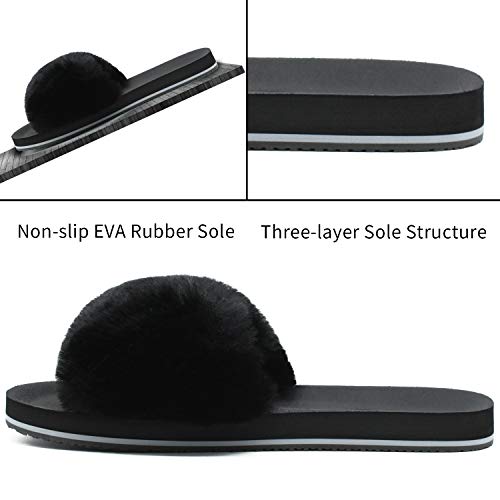 ONCAI Zapatillas de Estar por Casa de Mujer Zapatillas de Felpa Mujer Punta Abierta Peludo Acogedor Pantuflas de Sandalias Interiores y Exteriores Verano Invierno Mullidas Pantuflass de Casa