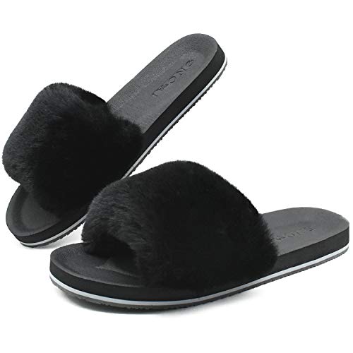 ONCAI Zapatillas de Estar por Casa de Mujer Zapatillas de Felpa Mujer Punta Abierta Peludo Acogedor Pantuflas de Sandalias Interiores y Exteriores Verano Invierno Mullidas Pantuflass de Casa