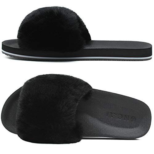 ONCAI Zapatillas de Estar por Casa de Mujer Zapatillas de Felpa Mujer Punta Abierta Peludo Acogedor Pantuflas de Sandalias Interiores y Exteriores Verano Invierno Mullidas Pantuflass de Casa