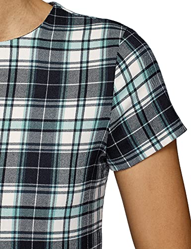 oodji Ultra Mujer Vestido Recto con Inserción Decorativa, Verde, ES 36 / XS