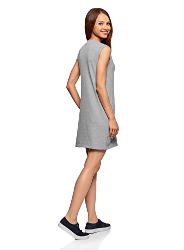 oodji Ultra Mujer Vestido Recto de Tejido Piqué, Gris, ES 36 / XS