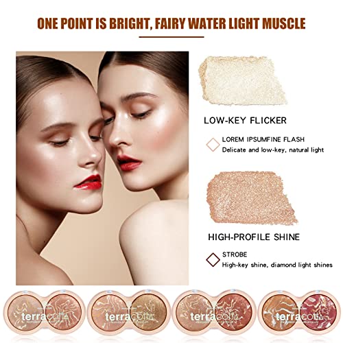 Paleta de rubor de 2 colores Beteligir, rubor mineral mate en polvo, rubor facial brillante, paleta de rubor facial altamente pigmentado, rubor cosmético de belleza facial profesional (01)